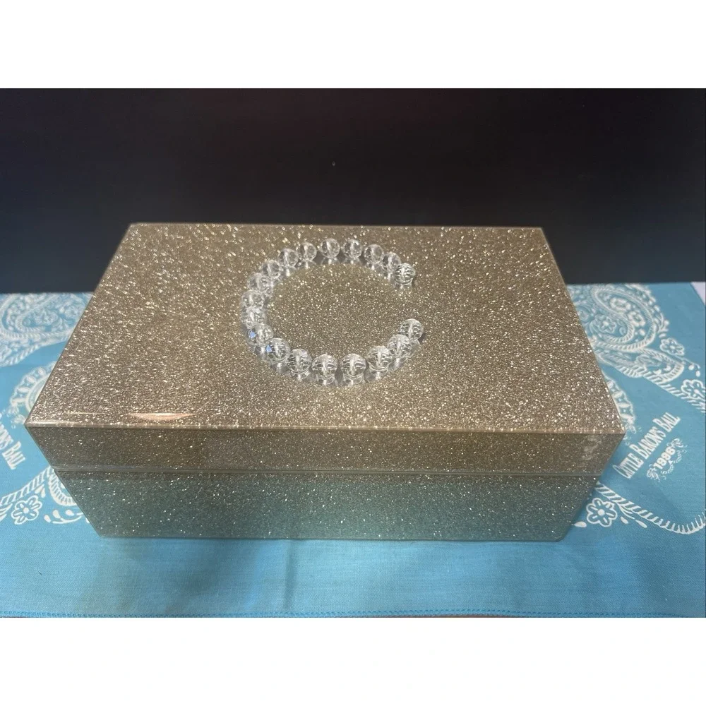 BEAUTIFUL SPARKLING GOLD INITIAL C 8X5X3 JEWELRY/TRINKET BOX  ( 1532)‎